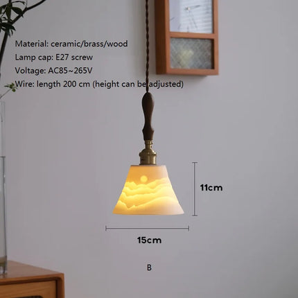 Lustre suspension vintage en céramique et laiton — LZ4P9XQ