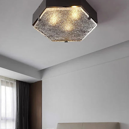 Plafonnier en cuivre avec verre ondulé pour intérieur moderne — LZ4X7Q