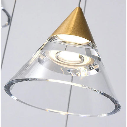 Suspension industrielle dorée avec abat-jour en cristal LED pour cuisine — LZ4X9P2Q