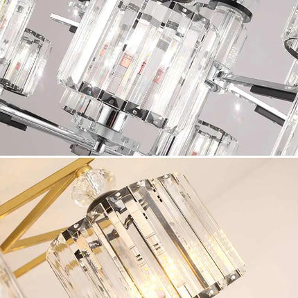 Lustre nordique en cristal avec métal chromé et verre transparent — LZ4X9M