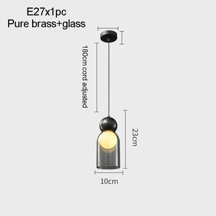 Suspension en verre transparent avec tête décorative en cuivre — LZ4X9P