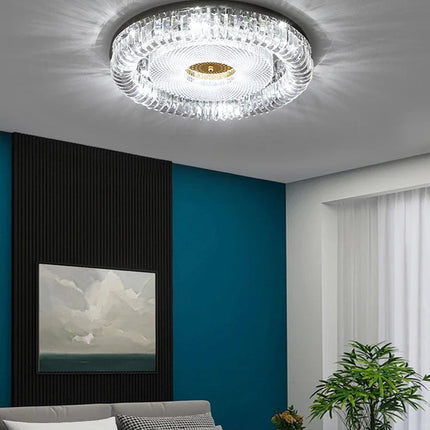 Plafonnier LED moderne à intensité variable en cristal doré et argenté — LZ4X9P