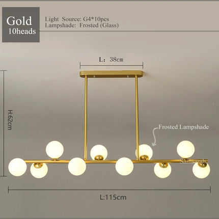 2024Modern LED Chandelier Black and Gold Long Glass Ball Chandeliers for Living Room Dinning Room Lustre,Samsarah Lighting