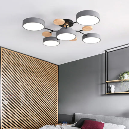Lustre LED en bois style nordique pour plusieurs pièces — LZ4X9T
