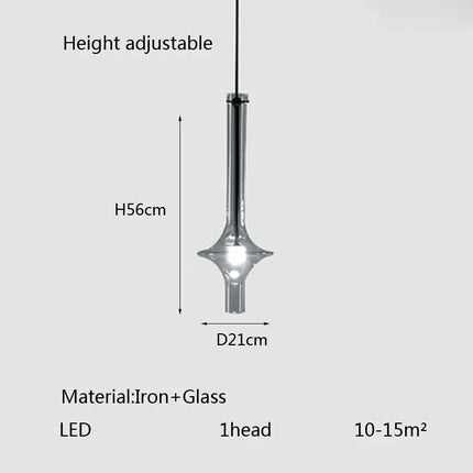 Lustre suspension en verre et bambou design italien pour commerces — LZ4X9P