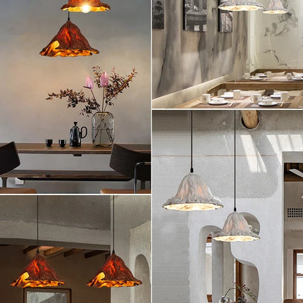 Suspension vintage en résine forme feuille de lotus pour éclairage intérieur rétro — LZ4X9P