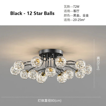 Lustre suspension boule en verre doré style nordique — LZ4X9P2