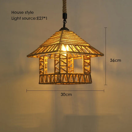 Sisal chanvre corde suspension plafonnier Lustre suspendu Lustre fer main tressage rustique rétro pour salle à manger décor