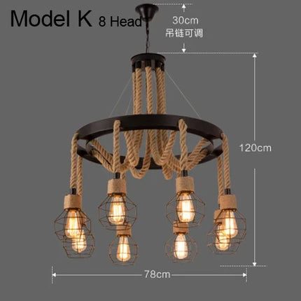 Suspension industrielle rustique avec corde pour intérieur — LZ7D4X