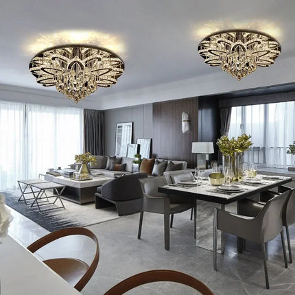 Plafonnier LED moderne en cristal et acier inoxydable pour intérieur — LZ4X9T2