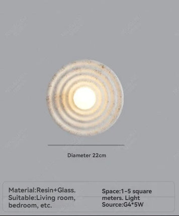 Applique murale LED ronde style japonais wabi-sabi rétro — LZ4X9T2