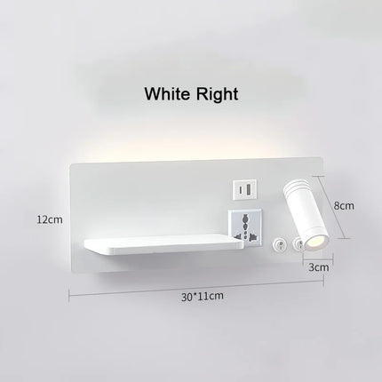 Applique murale avec lampe de chevet, chargeur sans fil USB-C et projecteur rotatif — LZ4X9P2