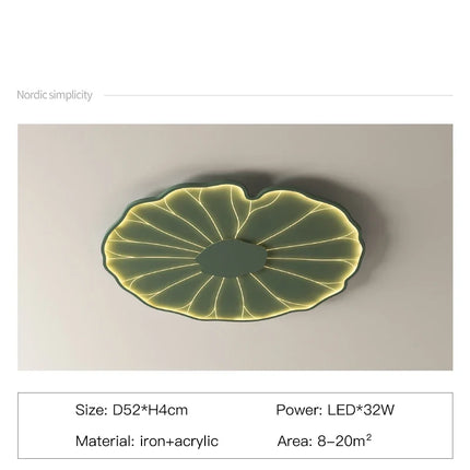 plafonnier led créatif en forme de feuille de lotus décoratif