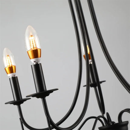 Lustre industriel en fer forgé noir 5 ampoules style vintage américain — LZ4N8Q7J
