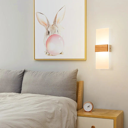 Nordique LED applique murale en bois acrylique chevet applique murale éclairage intérieur décor à la maison chambre salon cuisine étude allée lampe
