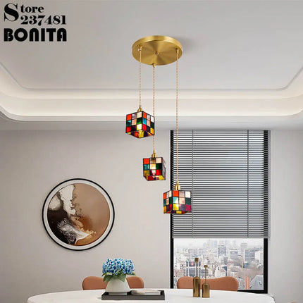 Suspension en verre peint à la main style méditerranéen asiatique — LZ4P9XQ