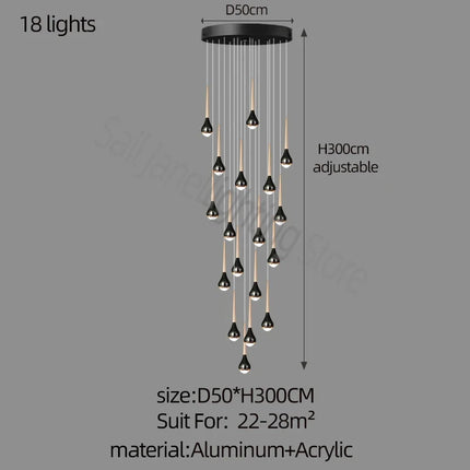 Lustre suspension long nordique creux pour loft, hôtel, appartement — LZ4M9Q2