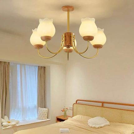 Lustre en bois avec éclairage LED pour chambre d’enfant moderne — LZ4XJ9