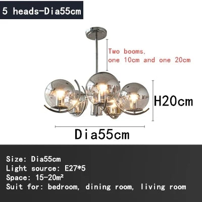 Lustre LED design en verre et chrome pour décoration intérieure — LZ4X9M