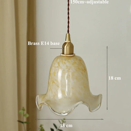 Suspension LED fleurs en laiton et verre style rétro minimaliste — LZ4X9Q
