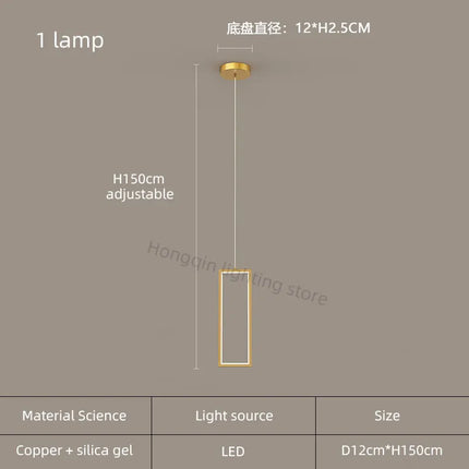 lustre moderne en cuivre avec éclairage LED design élégant