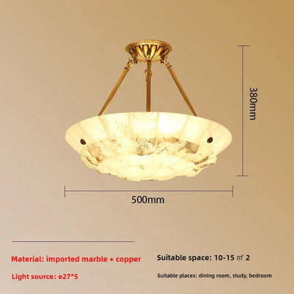 Lustre suspension minimaliste en cuivre et marbre design moderne — LZ4X9P2