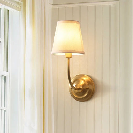 Applique murale classique en cuivre avec abat-jour en tissu — LZ4XJ9