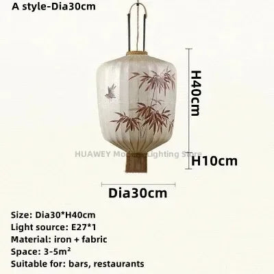 Lustre suspension en tissu rétro pour restaurant et balcon — LZ4P9X