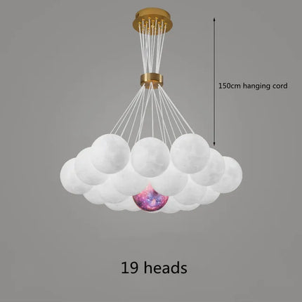 Lustre suspension boule en verre imprimé 3D planète lune — LZ4X9P