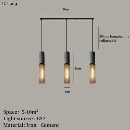 Suspension industrielle en béton avec abat-jour en fer — LZ4X9P