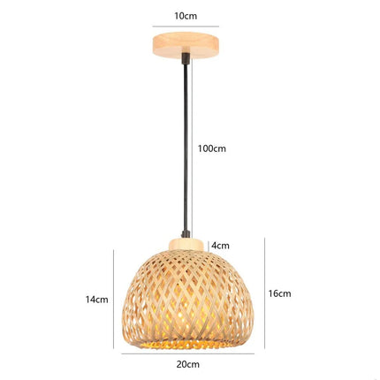 Lustre suspension tissé main en bambou avec LED intégrée — LZ4X9P