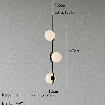 suspension simple en verre et métal avec fil réglable