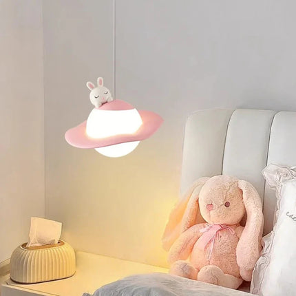 Lustre enfant en forme de lapin, ours et lune pour chambre — LZ4X9T