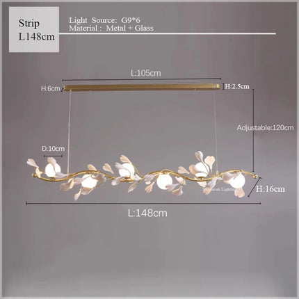 Suspension luxe au design ginkgo pour éclairage moderne et élégant — LZ4D7Q9