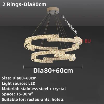 Lustre nordique en cristal et acier inoxydable avec LED miroir — LZ4X9M