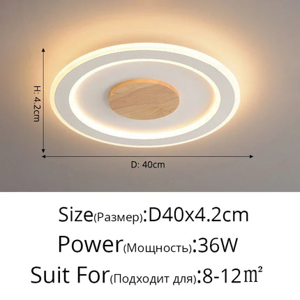 Plafonnier LED ultra-mince en bois massif style nordique moderne — LZ4XJ9