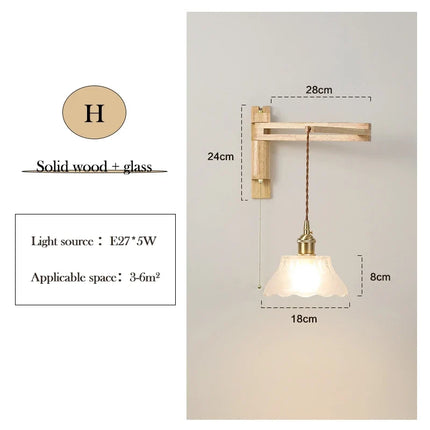 Applique murale en verre, bois et céramique avec bras pivotant pliable — LZ4X9M