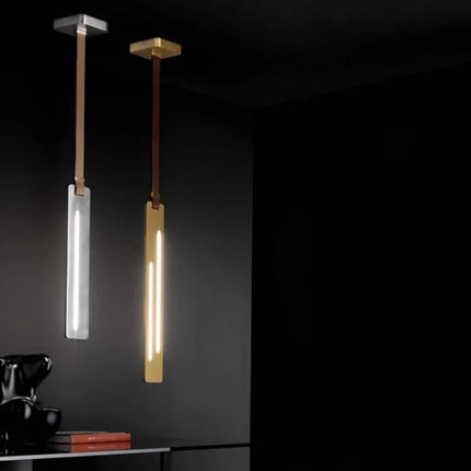 Lustre LED en métal et cuir pour bar et bureau — LZ4X9T2