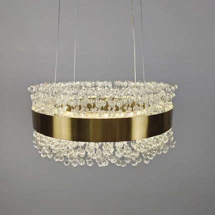 Lustre suspendu en cristal avec structure métal doré réglable — LZ4X9Q2F