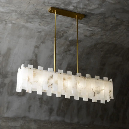 Lustre suspension LED postmoderne en marbre naturel pour villa — LZ4X9J