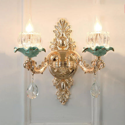 Lustre suspension style européen rétro en cristal et céramique — LZ4D9XQ
