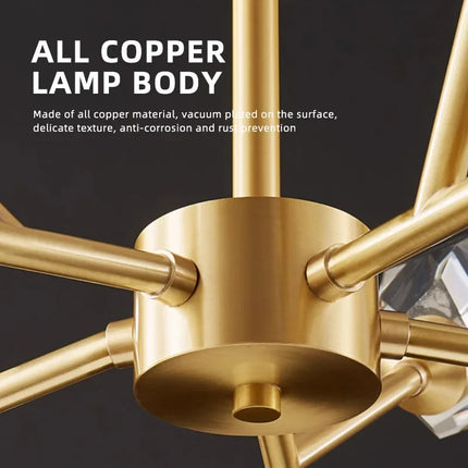 Lustre en cuivre et cristal pour une ambiance élégante — LZ4D9X