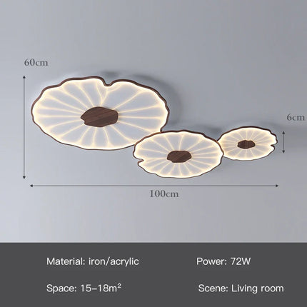 Plafonnier LED moderne en métal design feuille de lotus pour salon et chambre — LZ4X9P2