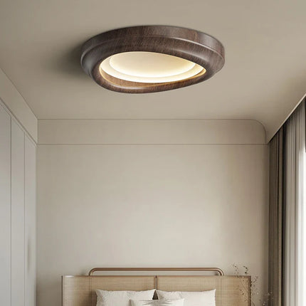 Plafonnier LED encastré imitation noyer design moderne — LZ4X9J