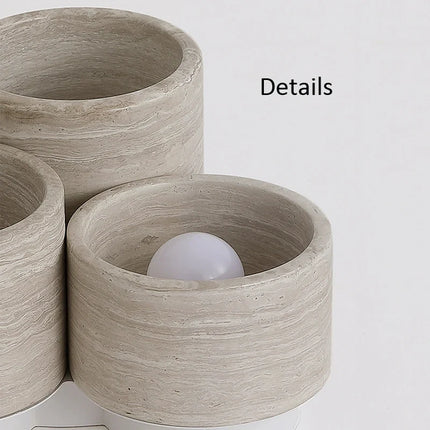 Plafonnier LED moderne 3 têtes effet pierre et grain de bois Wabi Sabi — LZ4X9P