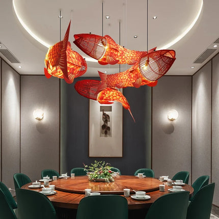 Suspension en bois design poisson style chinois pour restaurant — LZ4X9M