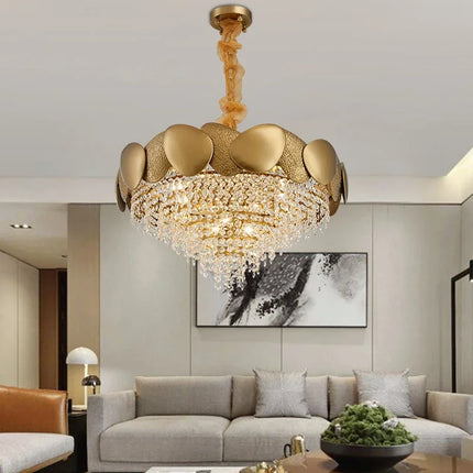 Lustre moderne en cristal avec pampilles et éclairage LED — LZ4X9T