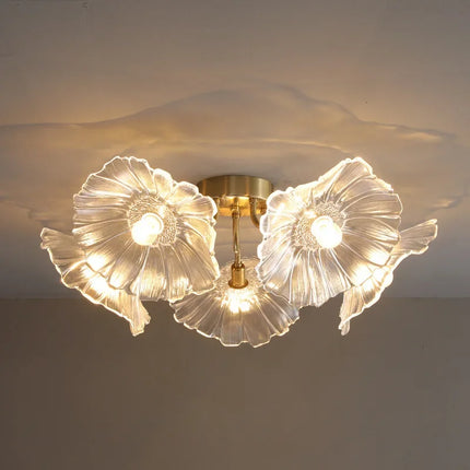 Lustre moderne en verre design fleur de lotus lumineux — LZ4X9P2