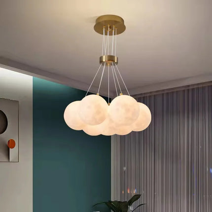 Lustre suspension nordique design planète lune avec bulles décoratives — LZ4XJ9