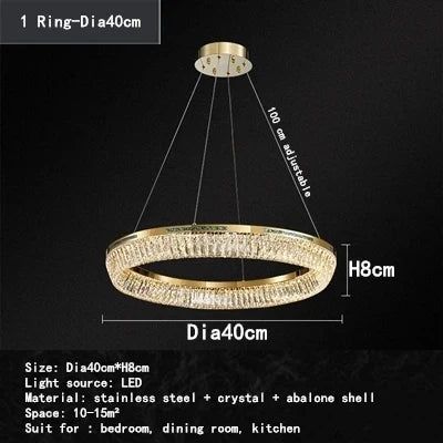 Lustre intérieur en cristal et cuivre à trois couches — LZ4X9P2